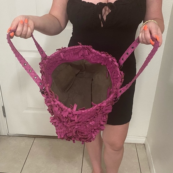 Bottega Veneta Amethyst Fringe Tote Leather Rare Find Excellent Condition - Picture 9 of 13